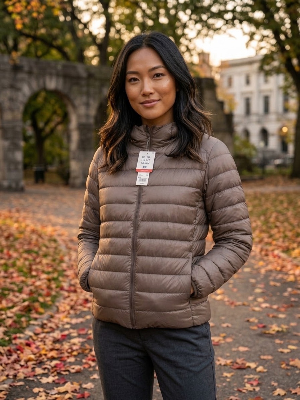 Uniqlo Lightweight Packable Down Jacket - Taupe Brown